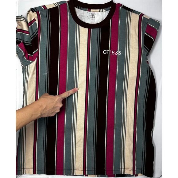 Guess Striped Shirt Size XL Pre-Owned fair condition w/stains and some shrinkage - Picture 7 of 10